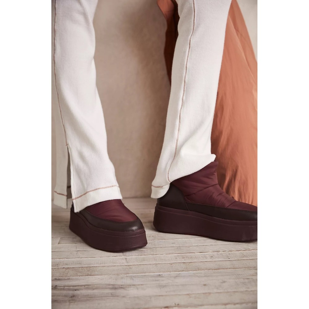 Ash x Free People Maxi Puffer Platform Ankle Boots Maroon Sz 39 Outdoor Gorpcore